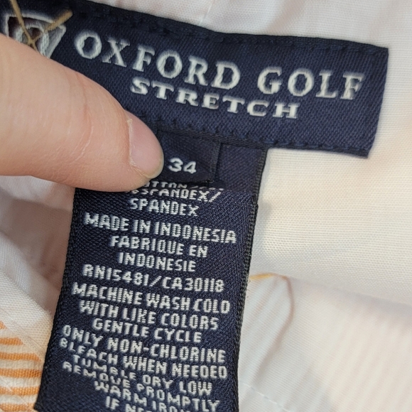 Oxford Golf NWT Stretch Orange And White Mens Chino‎ Shorts Athletic Size 34 - Picture 4 of 7